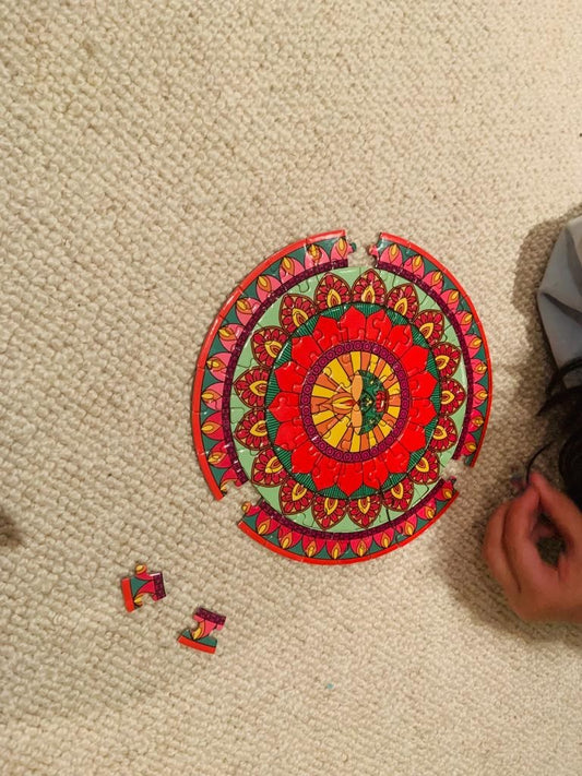 Rangoli Mandala mindfulness double sided round jigsaw puzzle 72 piece | 108 Puzzles