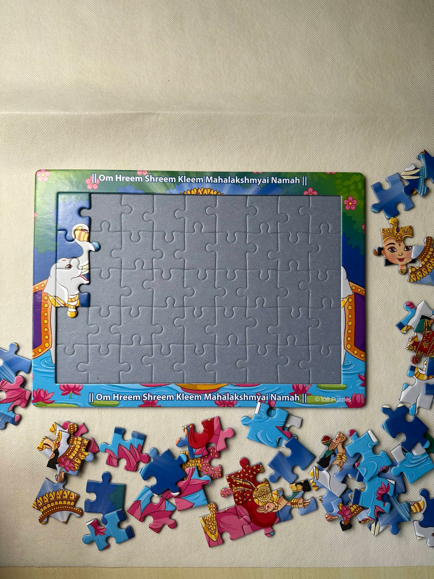 Hindu Goddess Lakshmi 45 piece kids jigsaw puzzle | 108 Puzzles