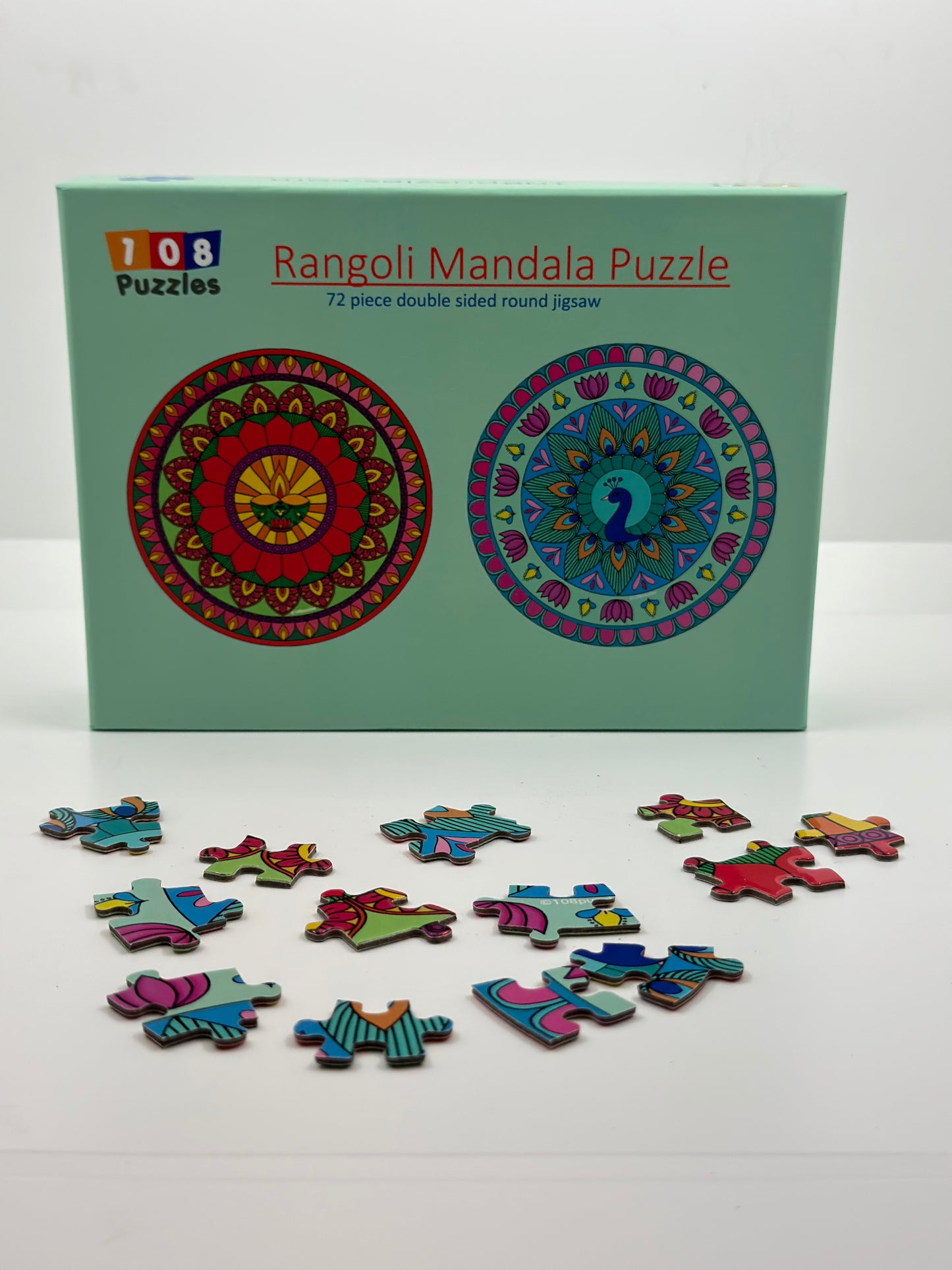 Rangoli Mandala mindfulness double sided round jigsaw puzzle 72 piece | 108 Puzzles