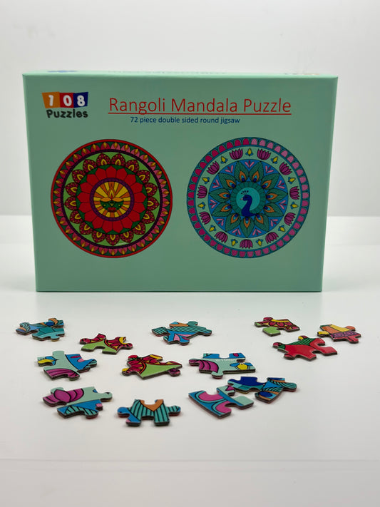 Rangoli Mandala mindfulness double sided round jigsaw puzzle 72 piece | 108 Puzzles