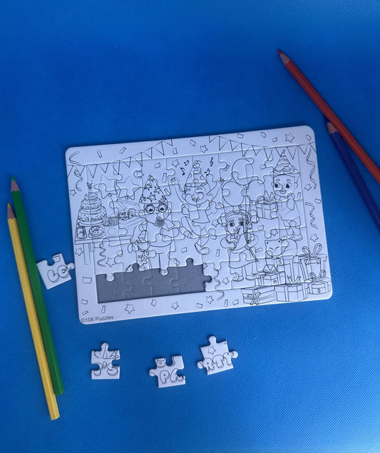 Unique Kids Party Favours - colour in jigsaw puzzle with crayon
