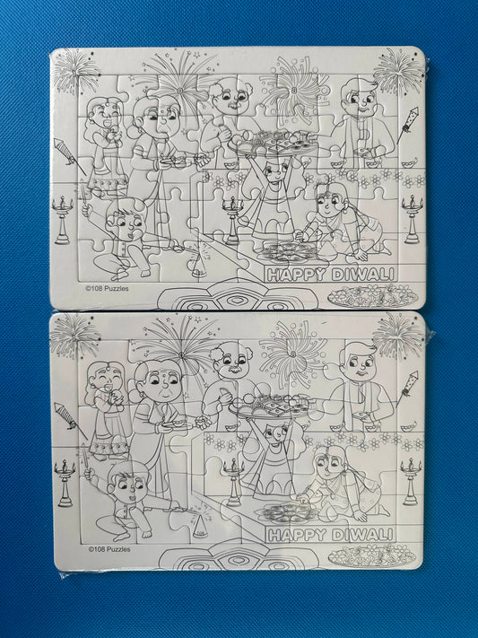 Diwali colouring puzzles | 108 Puzzles